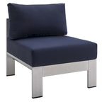 Ensemble de canapé d'angle 7 pièces en aluminium pour patio extérieur, tissu Sunbrella Shore