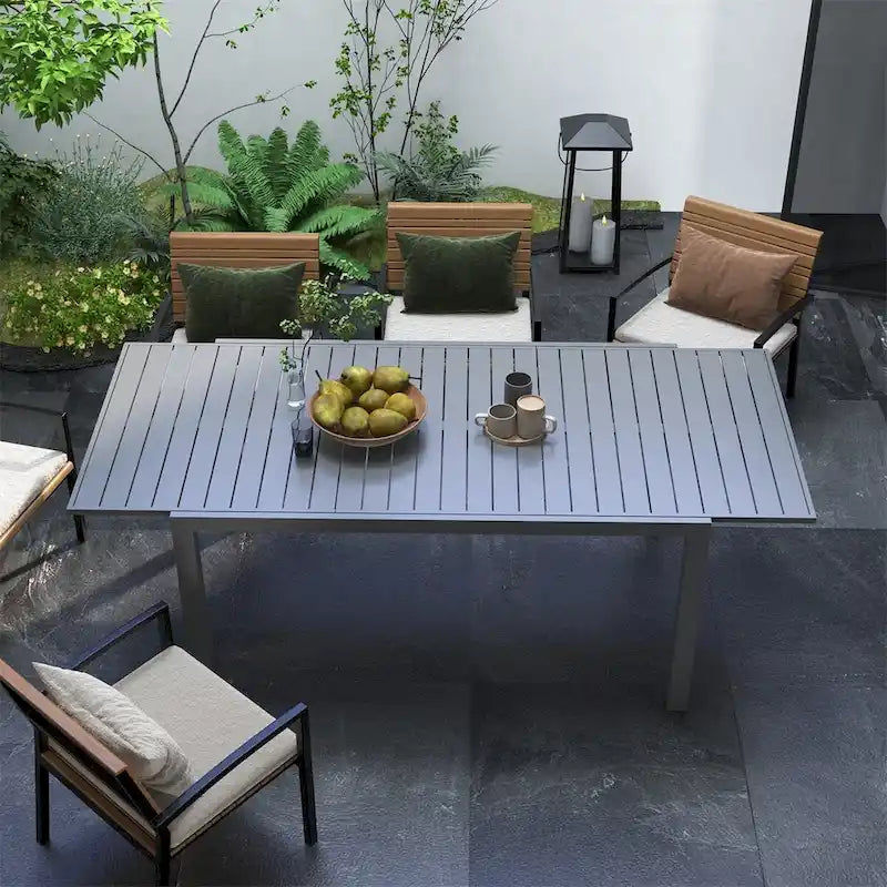 Outsunny Expandable Patio Table,Rectangle Dining Table for 6-8 People