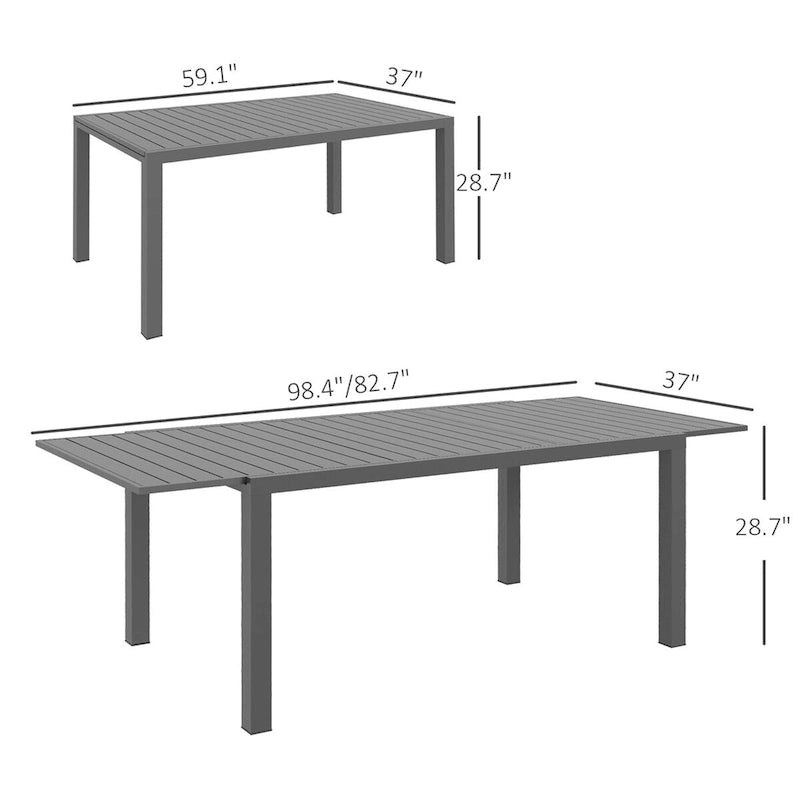 Table de jardin extensible Outsunny, table à manger rectangulaire pour 6 à 8 personnes