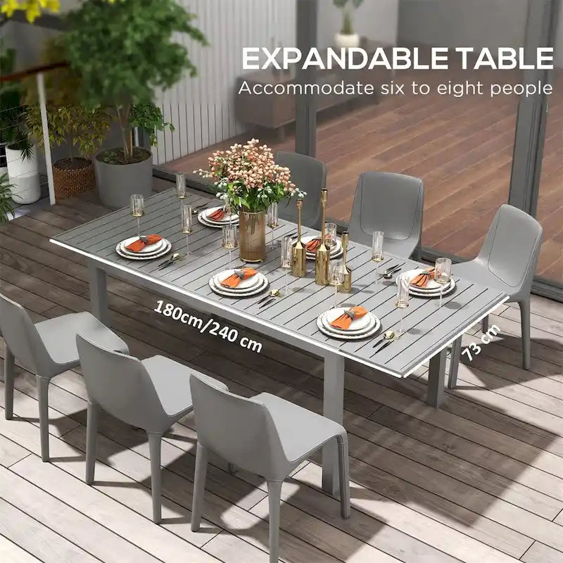Table de jardin extensible Outsunny, table à manger rectangulaire pour 6 à 8 personnes