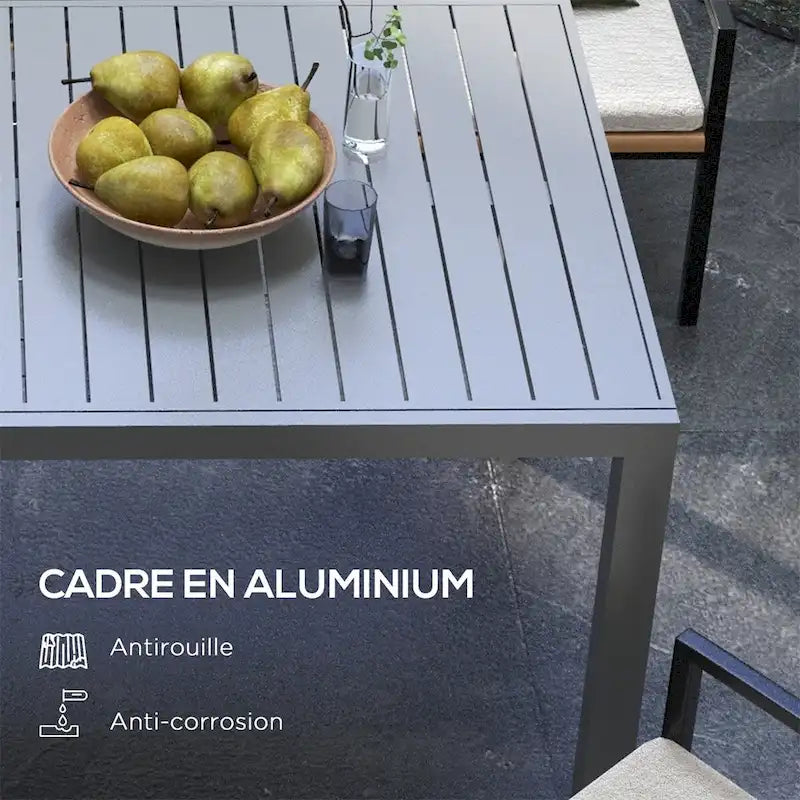 Table de jardin extensible Outsunny, table à manger rectangulaire pour 6 à 8 personnes