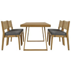 Ensemble table et chaises de salle à manger d'extérieur 5 pièces en bois d'acacia, coussins épais