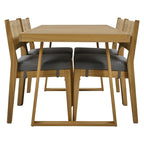 Ensemble table et chaises de salle à manger d'extérieur 5 pièces en bois d'acacia, coussins épais