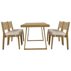 Ensemble table et chaises de salle à manger d'extérieur 5 pièces en bois d'acacia, coussins épais