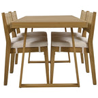 Ensemble table et chaises de salle à manger d'extérieur 5 pièces en bois d'acacia, coussins épais