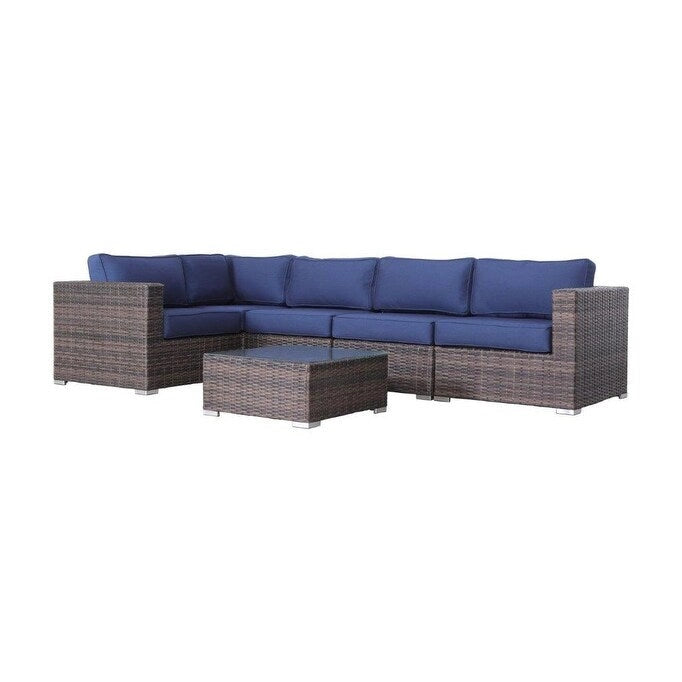 LSI Ensemble de 6 meubles modulaires avec coussins Sunbrella bleu marine