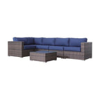 LSI Ensemble de 6 meubles modulaires avec coussins Sunbrella bleu marine