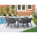 Table à manger rectangulaire Oxford Garden Eiland 63 po en acier thermolaqué carbone