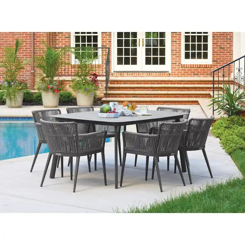 Table à manger rectangulaire Oxford Garden Eiland 63 po en acier thermolaqué carbone