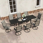 Ensemble de salle à manger d'extérieur 9 pièces avec table extensible