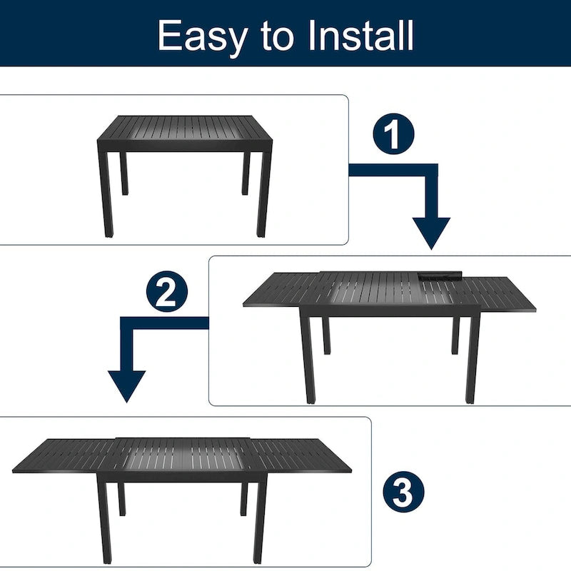Ensemble de salle à manger d'extérieur 9 pièces avec table extensible