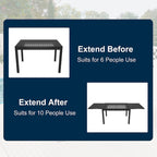 Ensemble de salle à manger d'extérieur 9 pièces avec table extensible