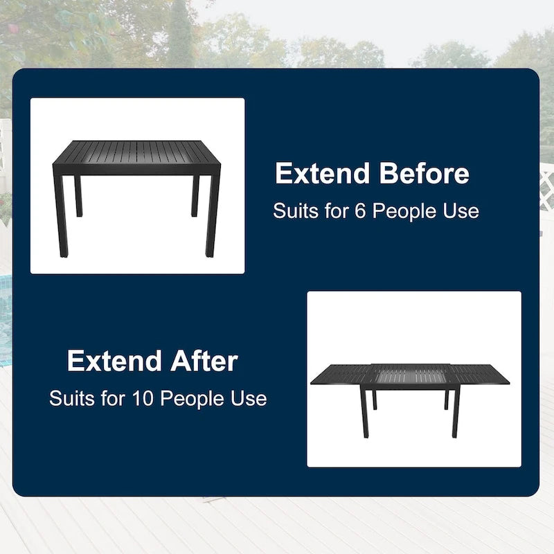 Ensemble de salle à manger d'extérieur 9 pièces avec table extensible