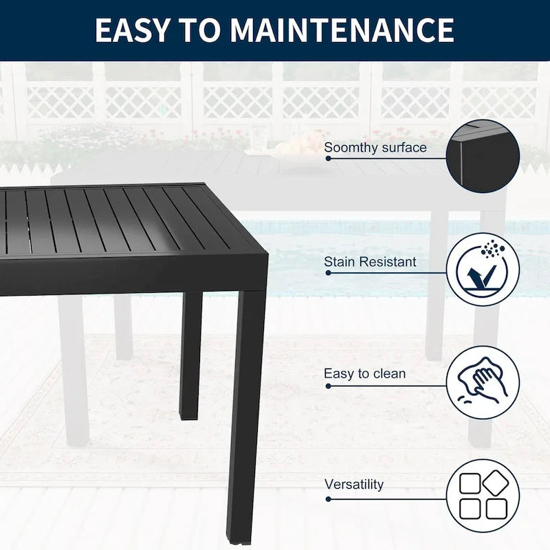 Ensemble de salle à manger d'extérieur 9 pièces avec table extensible