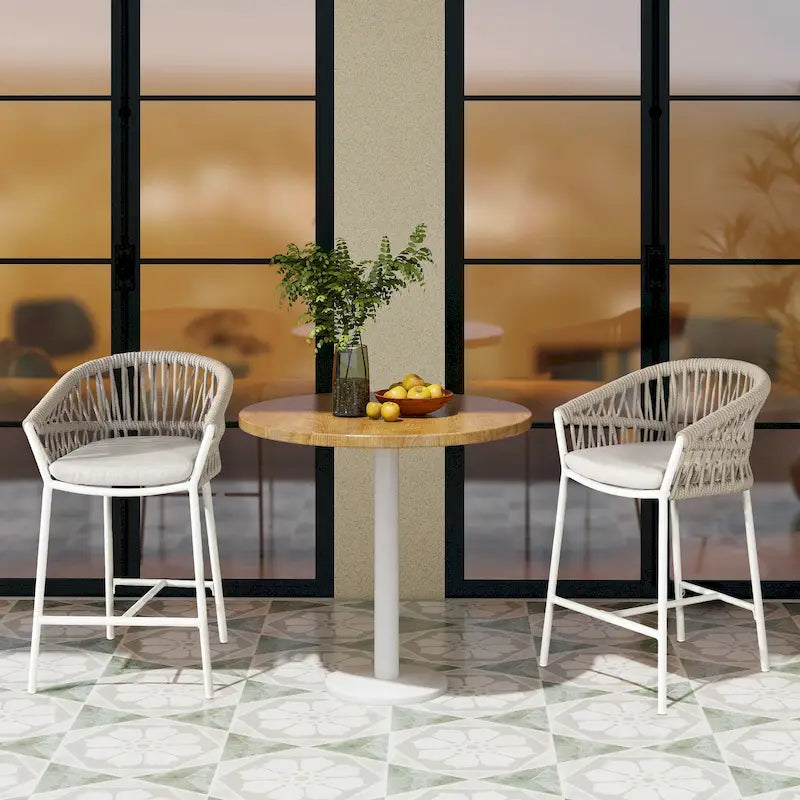 Tabourets de comptoir de terrasse Maiden 27 en corde tressée (lot de 2)