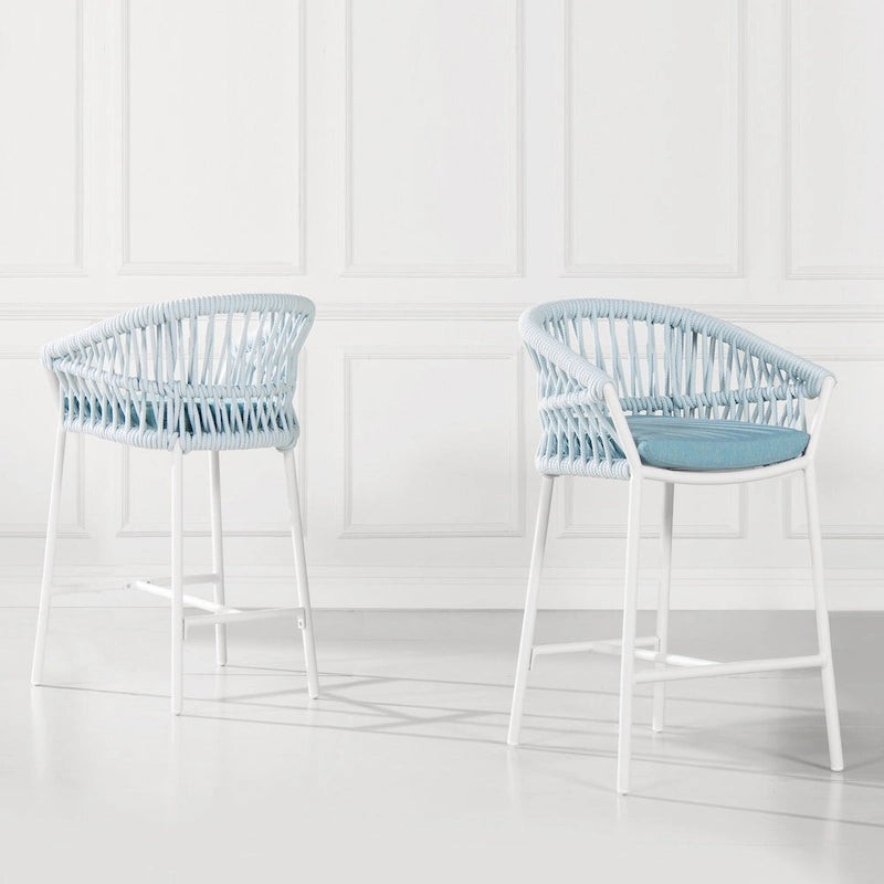 Tabourets de comptoir de terrasse Maiden 27 en corde tressée (lot de 2)