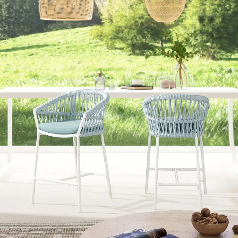 Tabourets de comptoir de terrasse Maiden 27 en corde tressée (lot de 2)