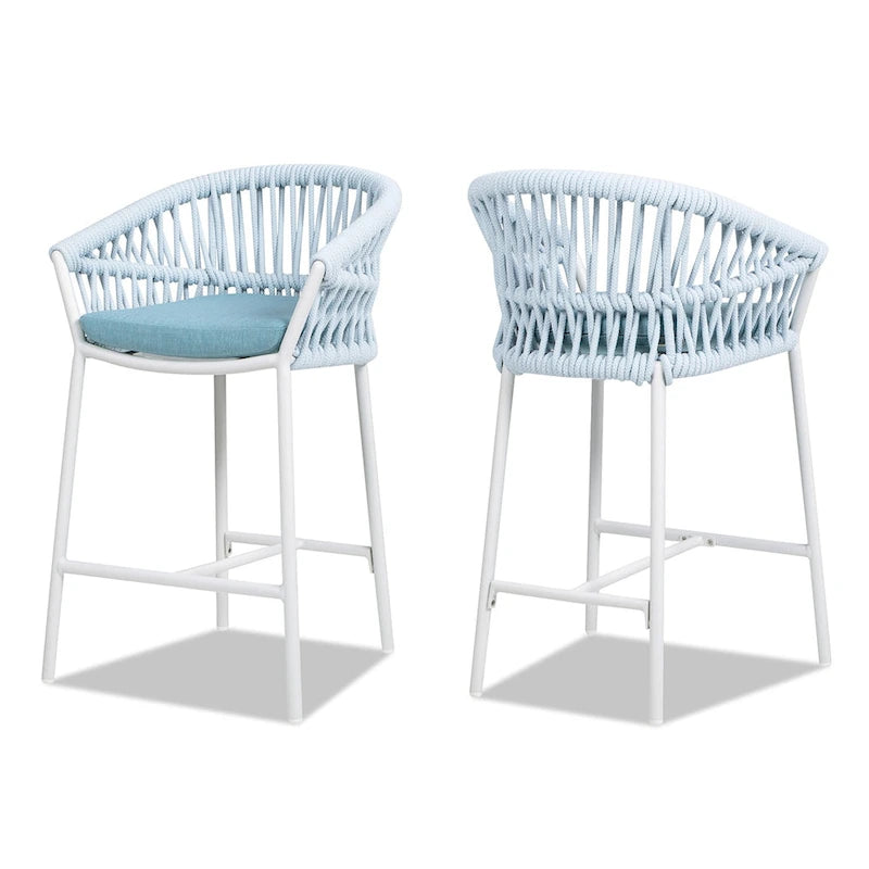 Tabourets de comptoir de terrasse Maiden 27 en corde tressée (lot de 2)