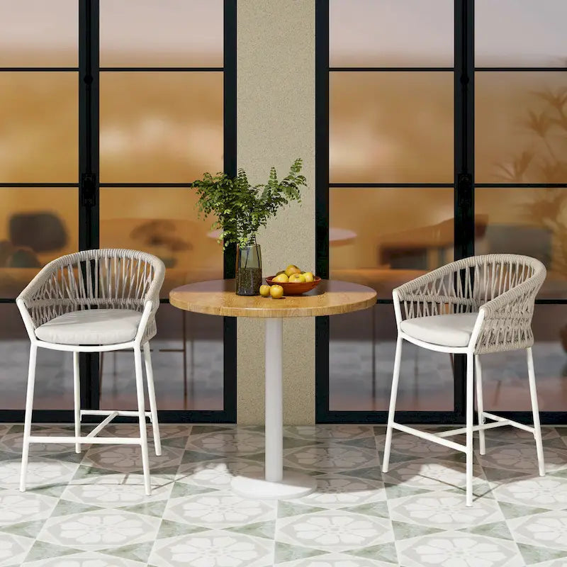 Tabourets de comptoir de terrasse Maiden 27 en corde tressée (lot de 2)