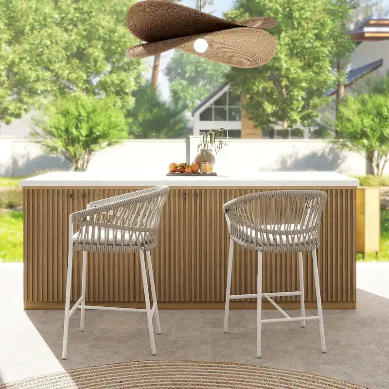 Tabourets de comptoir de terrasse Maiden 27 en corde tressée (lot de 2)