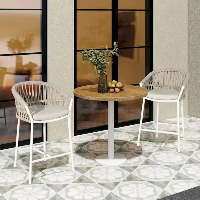 Tabourets de comptoir de terrasse Maiden 27 en corde tressée (lot de 2)
