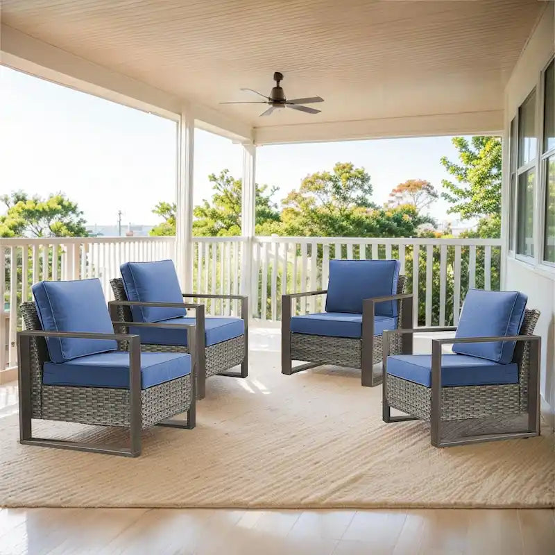Gymojoy Chaises de Salle à Manger d'Extérieur Lot de 4 Chaises de Patio - Gris