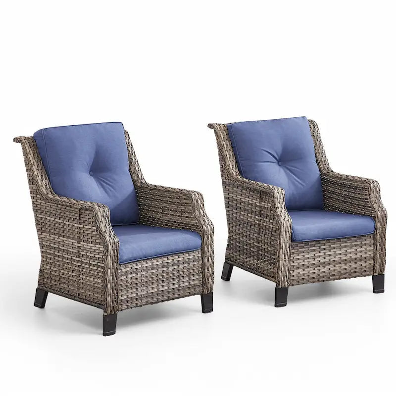 Gymojoy Salon de jardin avec canapé, fauteuils en osier et table basse, poufs - Gris