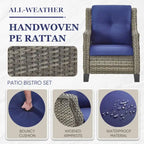 Gymojoy Salon de jardin avec canapé, fauteuils en osier et table basse, poufs - Gris
