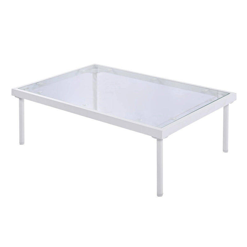 Ensemble de canapé d'angle de terrasse 8 pièces avec table basse en verre trempé