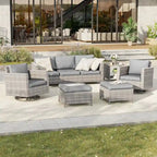 BONOSUKI Salon de jardin pivotant 6 pièces en rotin marron avec table d'appoint