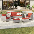 BONOSUKI Salon de jardin pivotant 6 pièces en rotin marron avec table d'appoint