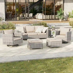 BONOSUKI Salon de jardin pivotant 6 pièces en rotin marron avec table d'appoint