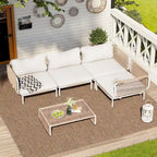 Ensemble de conversation d'extérieur 4 places avec coussins, ensemble personnalisable en combinant plusieurs chaises - Combiné par 4 chaises
