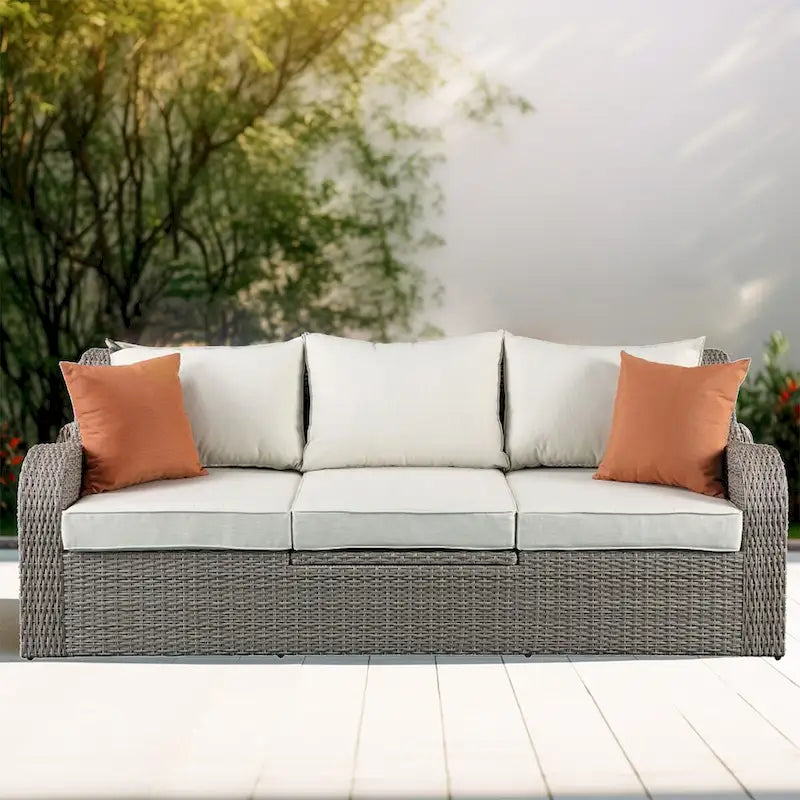 CUSchoice Grey Patio Sectional Set With 2 Pillows - 82L X 36D X 30H
