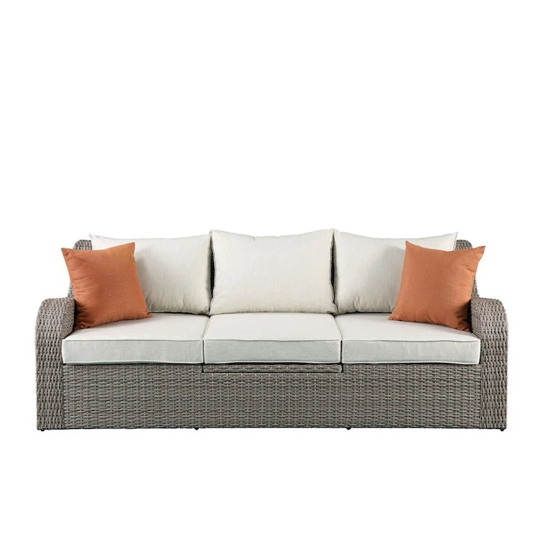 CUSchoice Ensemble de section de patio gris avec 2 oreillers - 82L X 36P X 30H
