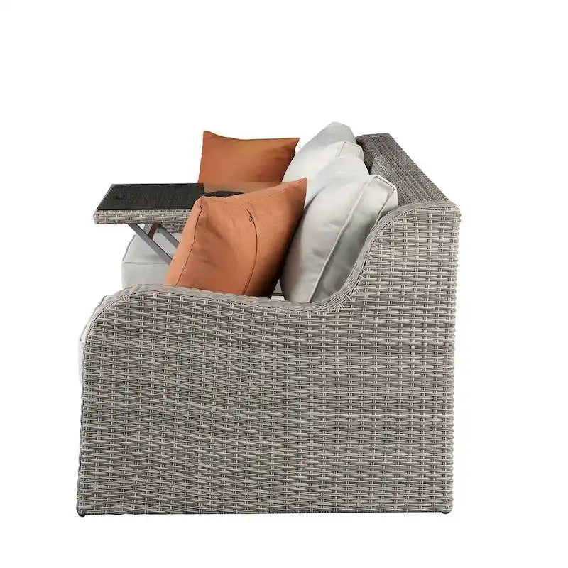 CUSchoice Ensemble de section de patio gris avec 2 oreillers - 82L X 36P X 30H