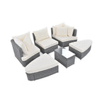 Ensemble de canapé d'extérieur rond de 6 pièces pour conversation de patio