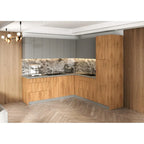 Ensemble de meubles de cuisine en panneaux de particules (Tan/Argent/Blanc/Noir) avec portes et tiroirs à fermeture douce