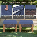 Canapé et fauteuil pivotant en rotin PE, 2 poufs - Marron