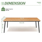 Ensemble de salle à manger d'extérieur – Table à manger en aluminium avec chaises empilables en rotin PE – Ensemble de 9 pièces