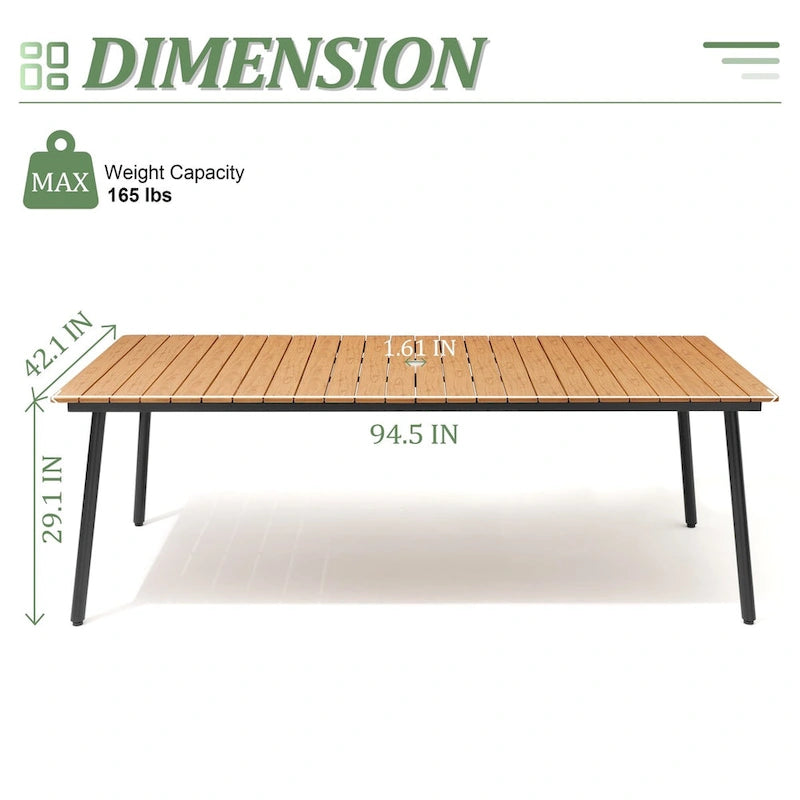 Ensemble de salle à manger d'extérieur – Table à manger en aluminium avec chaises empilables en rotin PE – Ensemble de 9 pièces