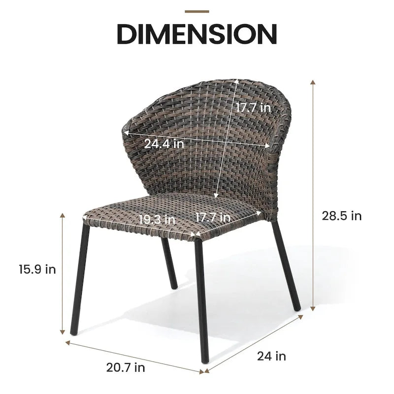 Ensemble de salle à manger d'extérieur – Table à manger en aluminium avec chaises empilables en rotin PE – Ensemble de 9 pièces