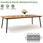 Ensemble de salle à manger d'extérieur – Table à manger en aluminium avec chaises empilables en rotin PE – Ensemble de 9 pièces