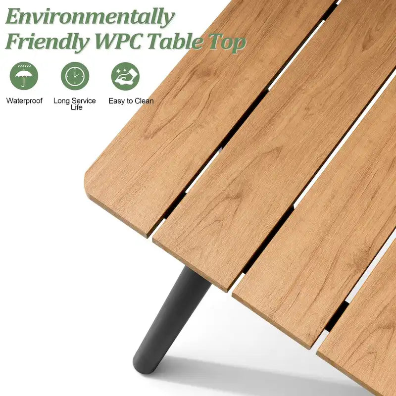 Ensemble de salle à manger d'extérieur – Table à manger en aluminium avec chaises empilables en rotin PE – Ensemble de 9 pièces