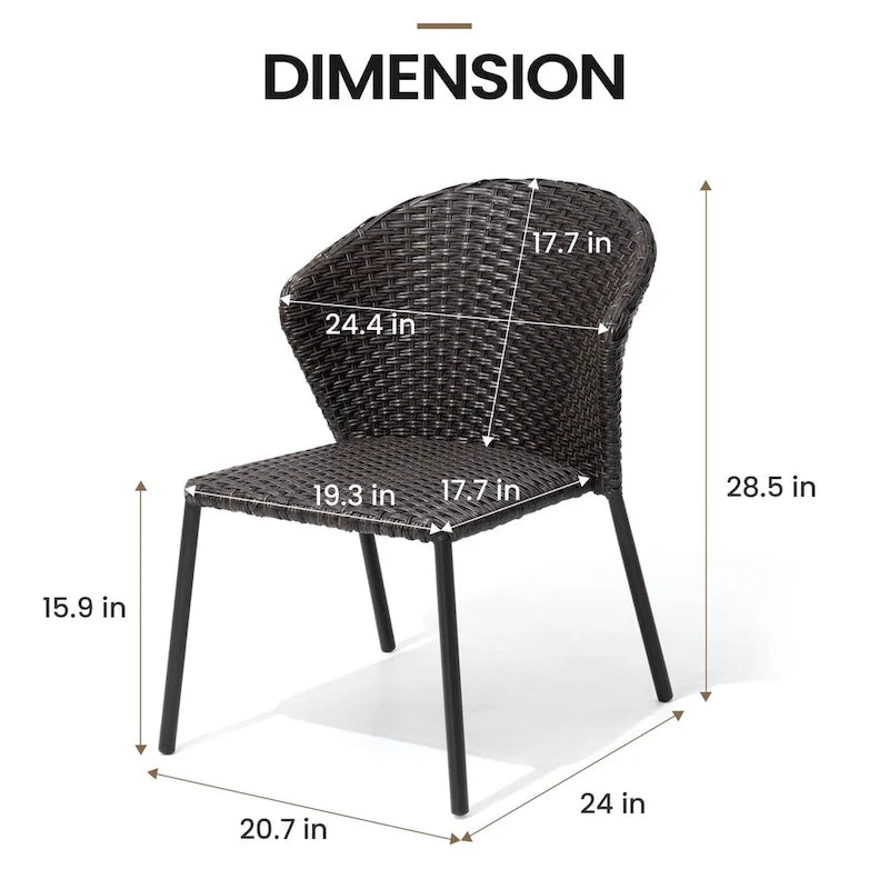 Ensemble de salle à manger d'extérieur – Table à manger en aluminium avec chaises empilables en rotin PE – Ensemble de 9 pièces