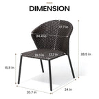 Ensemble de salle à manger d'extérieur – Table à manger en aluminium avec chaises empilables en rotin PE – Ensemble de 9 pièces