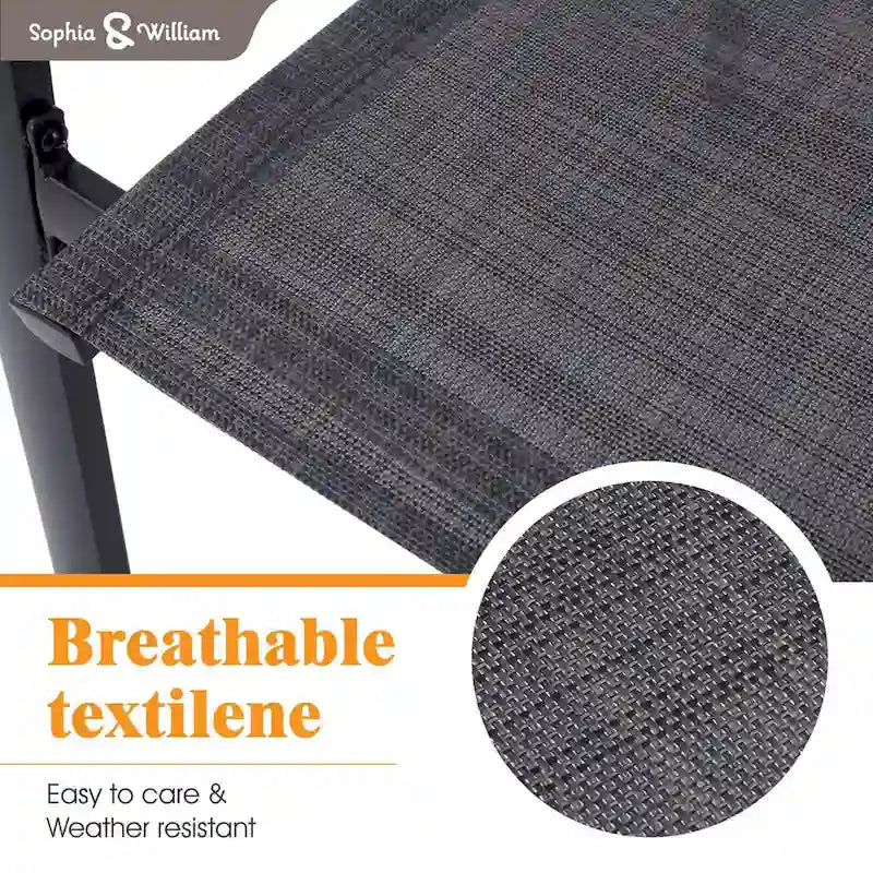 MAISONARTS Ensemble de repas 7 pièces pour patio, 6 chaises de salle à manger en textilène et aluminium et 1 table en métal avec trou pour parasol de 2,6 m