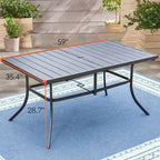 MAISONARTS Ensemble de repas 7 pièces pour patio, 6 chaises de salle à manger en textilène et aluminium et 1 table en métal avec trou pour parasol de 2,6 m
