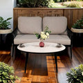 Ensemble de conversation d'extérieur moderne : Causeuse en aluminium et table basse ovale Ember Black