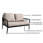 Ensemble de conversation d'extérieur moderne : Causeuse en aluminium et table basse ovale Ember Black